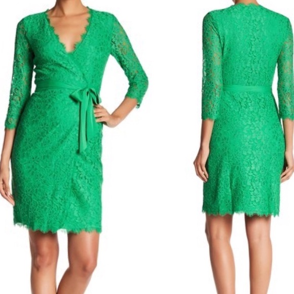 dvf green wrap dress